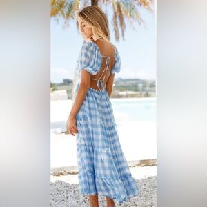 Francesca’s Mi Ami blue backless dress. Size Medium.